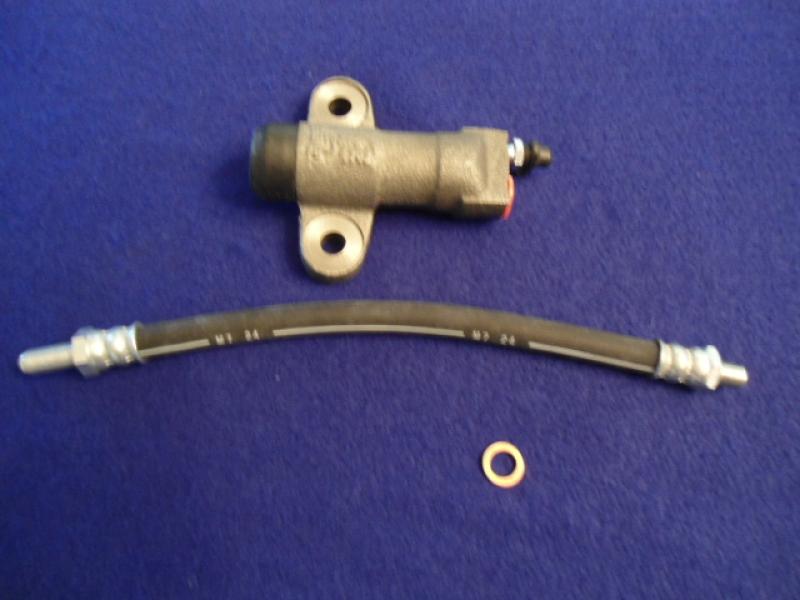 Datsun Roadster Fairlady Early 1500 1600 clutch slave cylinder, hose &amp; copper washer.
