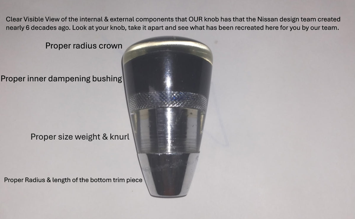Datsun Roadster 1600 &amp; 2000 67 1/2 , 68, 69 &amp; 70 Stunning Replica Shift Knob ( CLICK ON EACH LINED THROUGH RECTANGLE BOXES TO VIEW THE DIFFERENT KNOBS) SCROLL THE PAGE FOR MANUFACTURING DETAILS