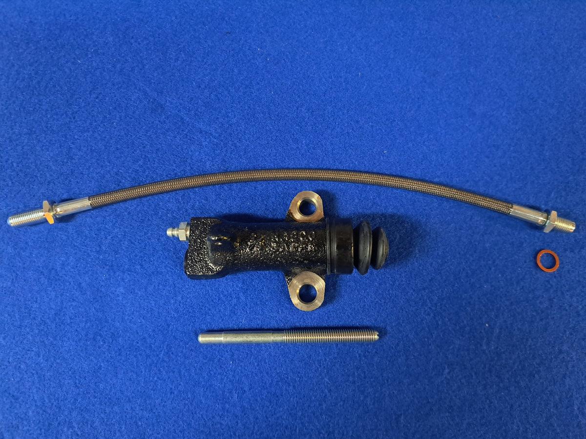 Datsun Roadster 671/2, 68, 69 &amp; 70 Nissan Slave Cylinder w/ Stainless Clutch Hose
