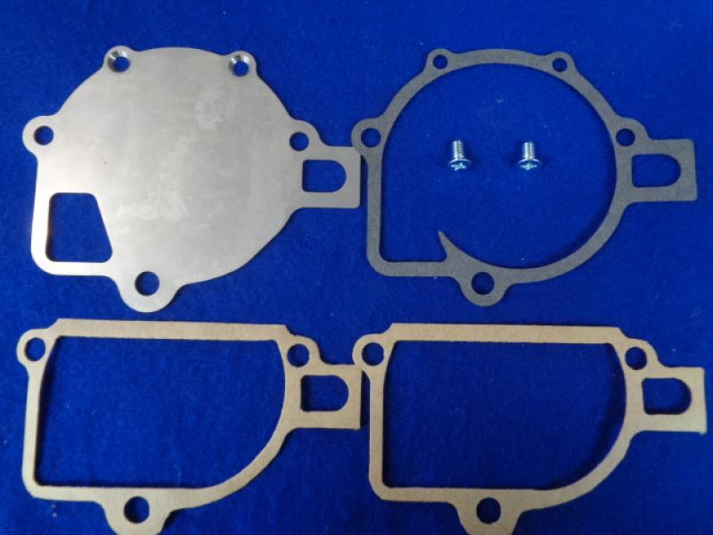 Datsun Roadster 65 - 70 1600 water pump back plate, machine screws & gaskets