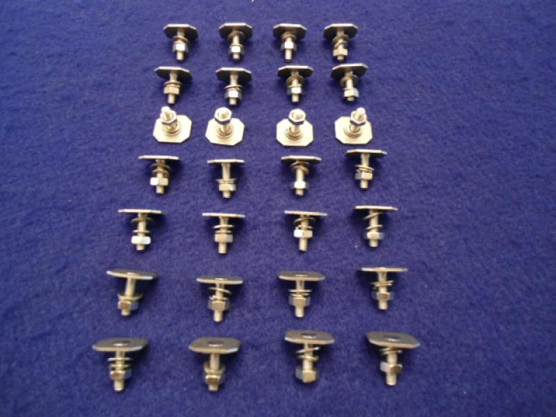 Datsun Roadster 67 1/2 - 70 complete set of 28 stainless steel clips late model convex type trim