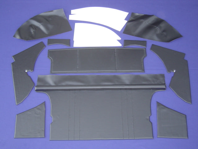 Datsun Roadster 67 1/2 Minor Black Vinyl Interior Package & firewall panel kit