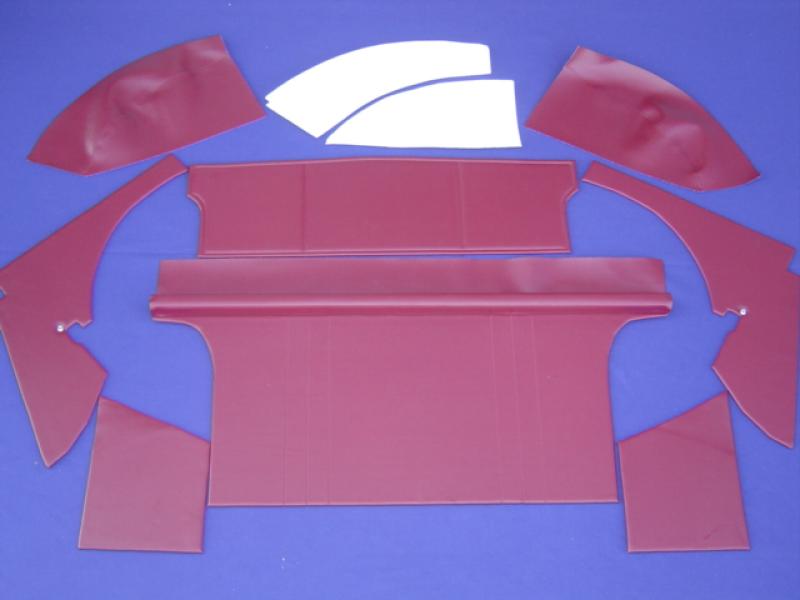 Datsun Roadster 67 1/2 Red Vinyl Major Interior &amp; Firewall Panel Kit