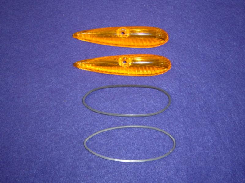 Datsun Roadster 69 front fender Tear Drop Marker Lenses with gaskets..