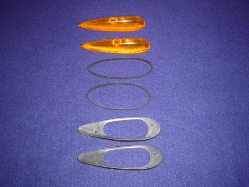 Datsun Roadster 69 front tear drop maker rebuild kit. Lens, inner & outer body gaskets