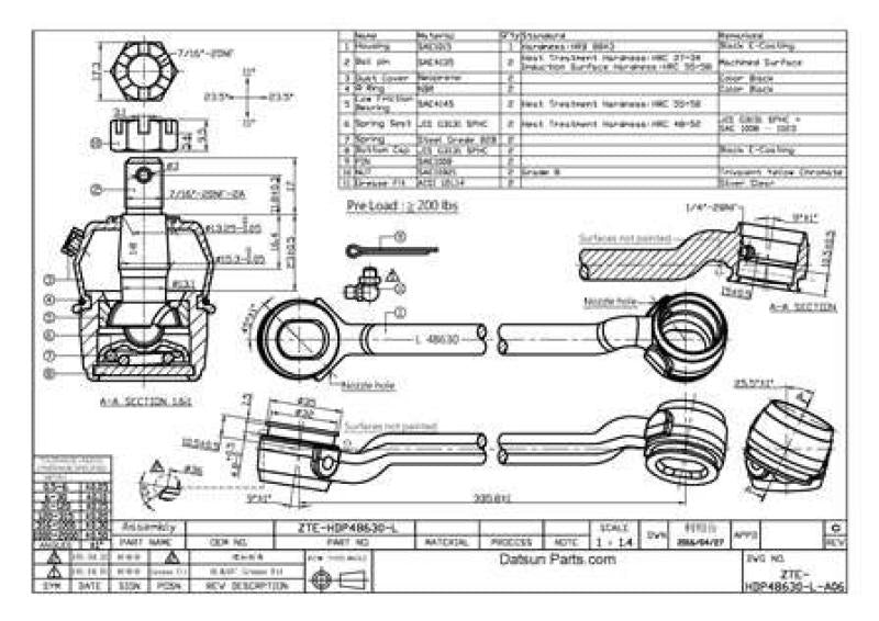 Datsun Roadster & Fairlady LH Tie Rod Assembly Aftermarket