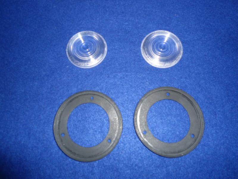 Datsun Roadster Replacement clear front park lamp lenses w/ weatherstrips PAIR
