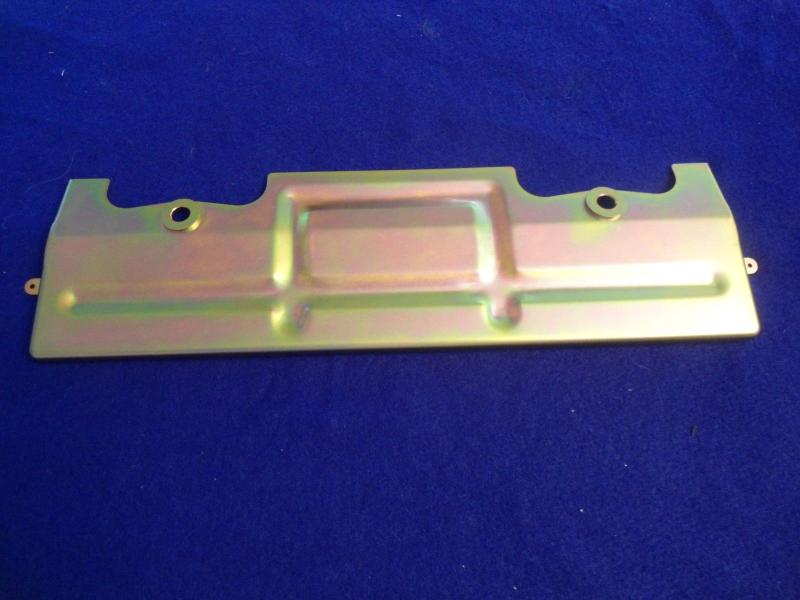 Datsun Roadster U20 2000 SU carburetor heat shield w/reinforced mounting holes. Yellow and blueish plating .