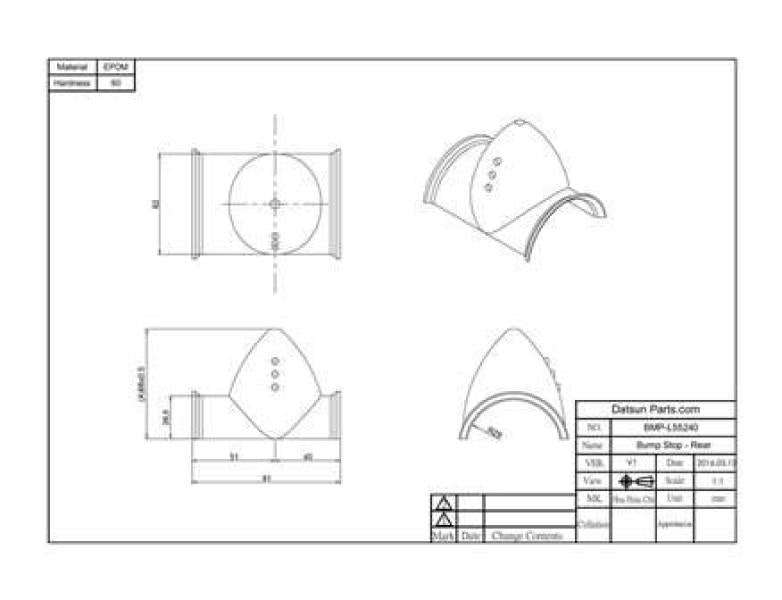 Datsun Roadster rear differential bump stop - Nissan Comp version pair